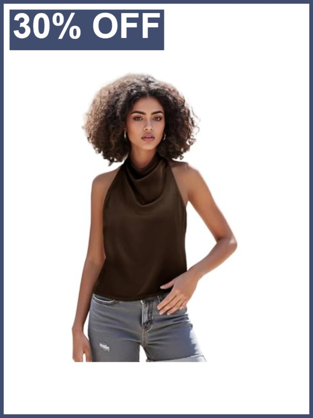 Satin Halter Top Sexy Sleeveless Open Back High Neck Summer Going Out Top